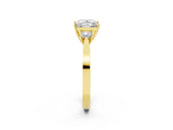 Yellow gold Three-Stone Princess Cut Diamond Cathedral Engagement Ring with Prong Setting_8