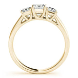 Yellow gold Three-Stone Princess Cut Diamond Engagement Ring with Channel Set Band and Four-Prong Setting 2