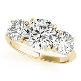 Yellow gold Three-Stone Princess Cut Diamond Engagement Ring with Prong Setting on a White Gold Band