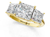 Yellow gold Three-Stone Princess Cut Diamond Engagement Ring with Prong Setting on a White Gold Band_31