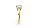 Yellow gold Three-Stone Princess Cut Diamond Engagement Ring with Prong Setting on a White Gold Band_32