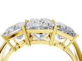 Yellow gold Three-Stone Princess Cut Diamond Engagement Ring with Prong Setting on a White Gold Band_34