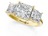 Yellow gold Three-Stone Princess Cut Diamond Engagement Ring with Prong Setting on a White Gold Band_7