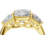 Yellow gold Three-Stone Princess Cut Diamond Engagement Ring with Prong Setting_10