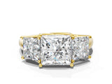 Yellow gold Three-Stone Princess Cut Diamond Engagement Ring with Prong Setting_6