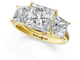 Yellow gold Three-Stone Princess Cut Diamond Engagement Ring with Prong Setting_7