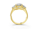 Yellow gold Three-Stone Princess Cut Diamond Engagement Ring with Prong Setting_9