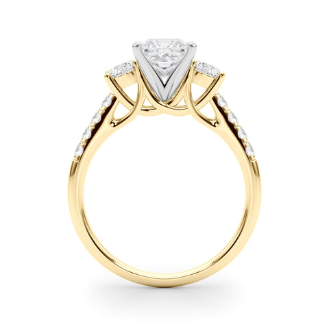 Yellow gold Three-Stone Princess Cut Diamond Pavé Band with Four-Prong Setting 2