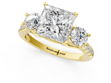 Yellow gold Three-Stone Princess Cut Diamond Pavé Band with Four-Prong Setting_38