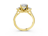 Yellow gold Three-Stone Princess Cut Diamond Pavé Band with Four-Prong Setting_40