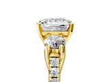 Yellow gold Three-Stone Princess Cut Diamond Pavé Band with Four-Prong Setting_42