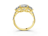 Yellow gold Three-Stone Princess Cut Diamond Pavé Band with Prong Setting_6