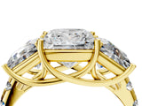 Yellow gold Three-Stone Princess Cut Diamond Pavé Band with Prong Setting_7
