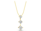 Yellow gold Three-Stone Princess Cut Diamond Pendant with Four-Prong Setting_7