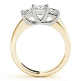 Yellow gold Three-Stone Princess Cut Diamond Ring with Cathedral Band and Four-Prong Setting 2