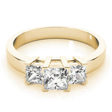 Yellow gold Three-Stone Princess Cut Diamond Ring with Channel Band and Prong Setting 1