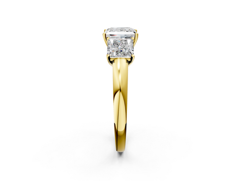 Yellow gold Three-Stone Princess Cut Diamond Ring with Channel-Set Band and Four-Prong Setting_16