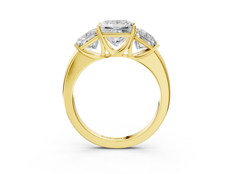 Yellow gold Three-Stone Princess Cut Diamond Ring with Channel-Set Band and Four-Prong Setting_17