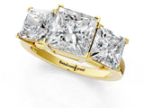 Yellow gold Three-Stone Princess Cut Diamond Ring with Channel Set Band and Four-Prong Setting_19