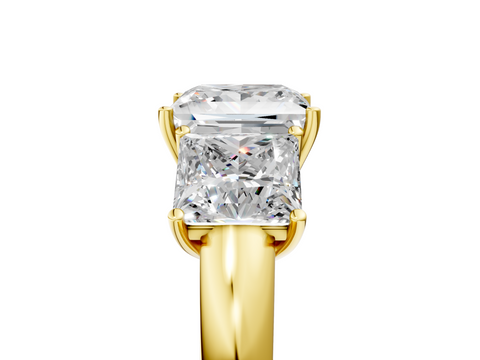Yellow gold Three-Stone Princess Cut Diamond Ring with Channel-Set Band and Four-Prong Setting_19