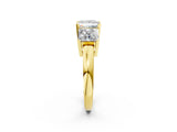 Yellow gold Three-Stone Princess Cut Diamond Ring with Channel Set Band and Four-Prong Setting_20