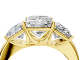 Yellow gold Three-Stone Princess Cut Diamond Ring with Channel-Set Band and Four-Prong Setting_35