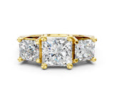 Yellow gold Three-Stone Princess Cut Diamond Ring with Channel-Set Band and Four-Prong Setting_50