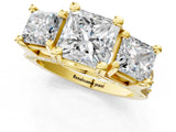 Yellow gold Three-Stone Princess Cut Diamond Ring with Channel-Set Band and Four-Prong Setting_51