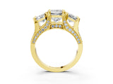Yellow gold Three-Stone Princess Cut Diamond Ring with Channel-Set Band and Four-Prong Setting_53