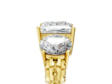 Yellow gold Three-Stone Princess Cut Diamond Ring with Channel-Set Band and Prong Setting_11