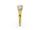 Yellow gold Three-Stone Princess Cut Diamond Ring with Channel-Set Band and Prong Setting_8