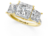 14K Yellow Gold Three-Stone 1.02 Carat D VS1 Princess Cut Diamond Ring with Pavé Band and Prong Setting