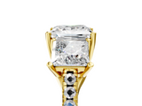14K Yellow Gold Three-Stone 1.02 Carat D VS1 Princess Cut Diamond Ring with Pavé Band and Prong Setting
