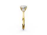 Yellow gold Three-Stone Princess Cut Diamond Ring with Pear Side Stones in Four-Prong Setting_113