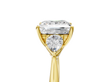 Yellow gold Three-Stone Princess Cut Diamond Ring with Pear Side Stones in Four-Prong Setting_116