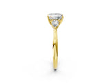 Yellow gold Three-Stone Princess Cut Diamond Ring with Pear  Side Stones in Four-Prong Setting_14