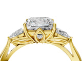 Yellow gold Three-Stone Princess Cut Diamond Ring with Pear  Side Stones in Four-Prong Setting_16