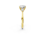 Yellow gold Three-Stone Princess Cut Diamond Ring with Pear  Side Stones in Four-Prong Setting_20