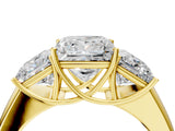 Yellow gold Three-Stone Princess Cut Diamond Ring with Prong Setting and Classic Band_7