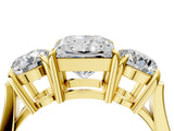 Yellow gold Three-Stone Princess Cut Diamond Ring with Round Accent Stones, Prong Setting, and Classic Band_7