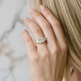 Yellow gold Three-Stone Princess Cut Diamond Ring with Round  Pavé Band and Prong Setting_69