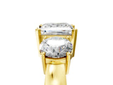 Yellow gold Three-Stone Princess Cut Diamond Ring with Round Side Stones, Classic Band, and Four-Prong Setting_12