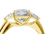 Yellow gold Three-Stone Princess Cut Diamond Ring with Trillion Side Stones and Four-Prong Setting_10
