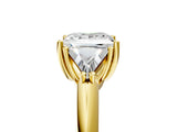Yellow gold Three-Stone Princess Cut Diamond Ring with Trillion Side Stones and Four-Prong Setting_11