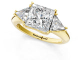 Yellow gold Three-Stone Princess Cut Diamond Ring with Trillion Side Stones and Four-Prong Setting_7