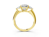 Yellow gold Three-Stone Princess Cut Diamond Ring with Trillion Side Stones and Four-Prong Setting_9