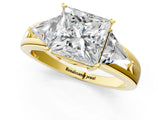Yellow gold Three-Stone Princess Cut Diamond Ring with Trillion Side Stones on a Split Shank Band_4