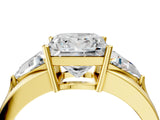 Yellow gold Three-Stone Princess Cut Diamond Ring with Trillion Side Stones on a Split Shank Band_7