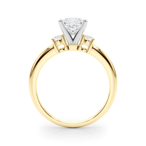 Yellow gold Three-Stone Princess Cut Diamond Solitaire with Prong Setting and Classic Band 2