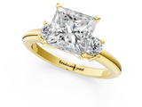 Yellow gold Three-Stone Princess Cut Diamond Solitaire with Prong Setting and Classic Band_72